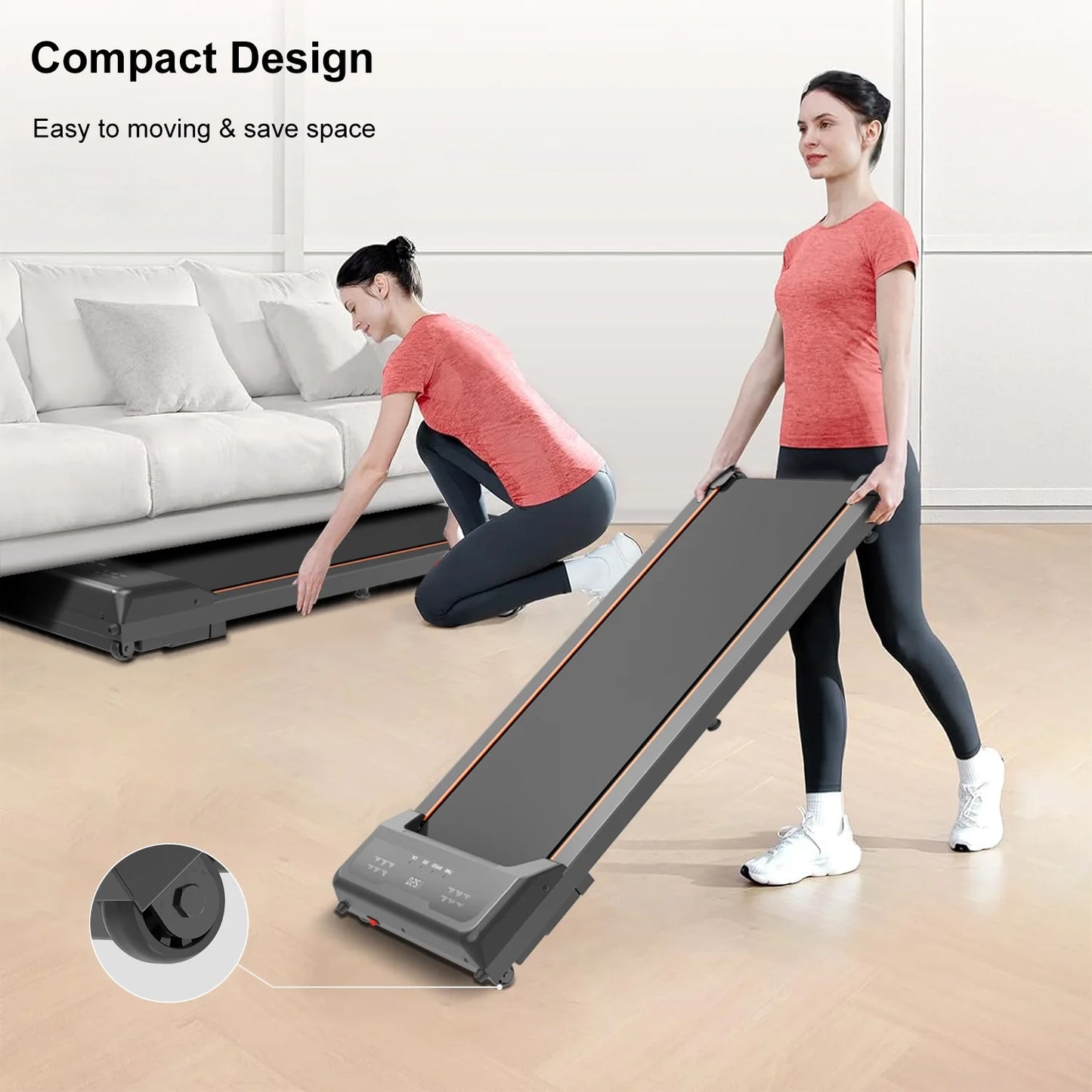 under Desk Treadmill - Walking Pad with LED Display and Remote Control, Portable Treadmill for Home and Office, 2.5HP, 265LBS Capacity